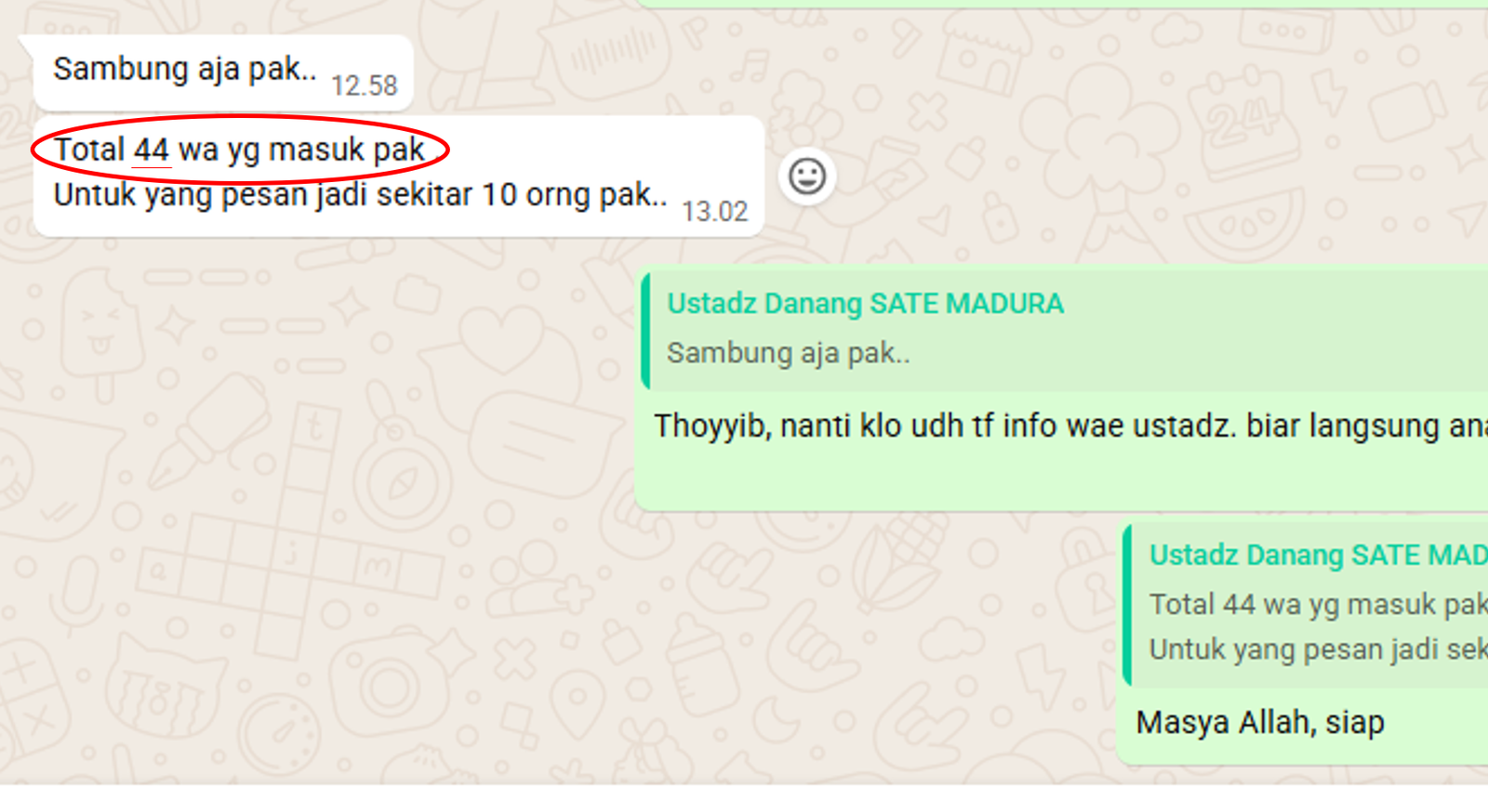 WhatsApp web conversations with customer inquiries